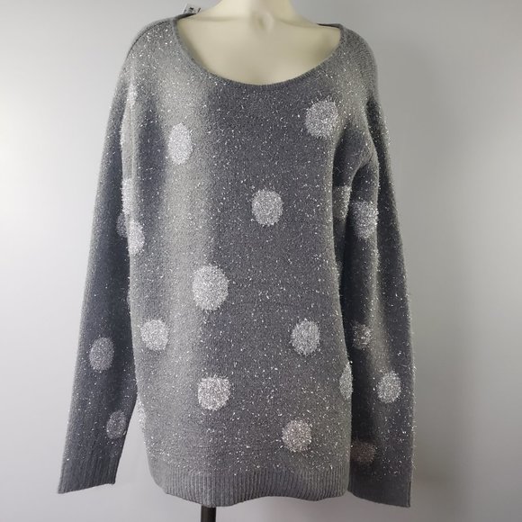NWT APT.9 gray silver texture glitter knit sweater - Picture 2 of 9